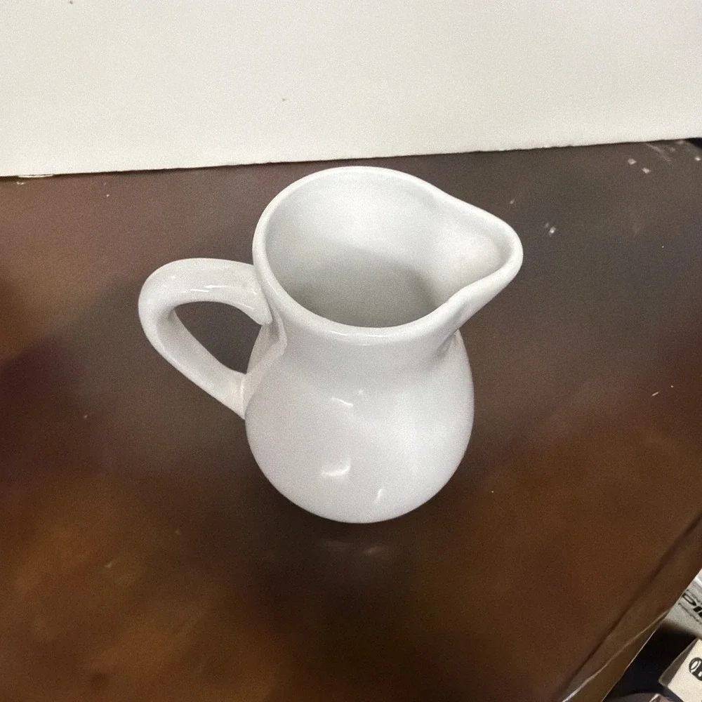 Vintage FTD White Blue Ceramic Pitcher Floral Ribbon Pattern‎ Art Pottery 6